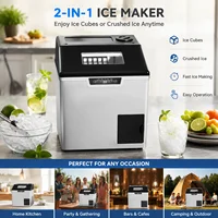 Machine à glaçons ZBS-20 2-en-1 pour glace pilée et glaçons carrés, écran LCD clair, production de 30-40 kg/jour, pour la maison et les cafés 3
