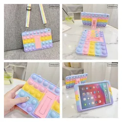 Colorful Kids' Cartoon Silicone Tablet Stand Case - Durable Protective Cover with Fun Designs for iPad 11th Gen (A16) (Rainbow Case)