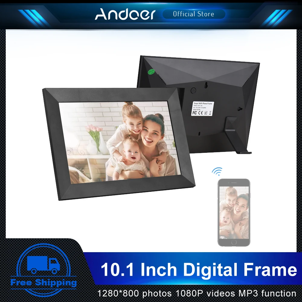 Andoer Digital Picture Frame 10.1 Inch Smart WiFi Photo Frame HD IPS