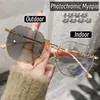 New Trendy Photochromic Myopia Glasses Women Color Changing Eyeglasses Anti UV Sunglasses Luxury Short-sighted Diopter Eyewear 1
