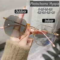 New Trendy Photochromic Myopia Glasses Women Color Changing Eyeglasses Anti UV Sunglasses Luxury Short-sighted Diopter Eyewear 1