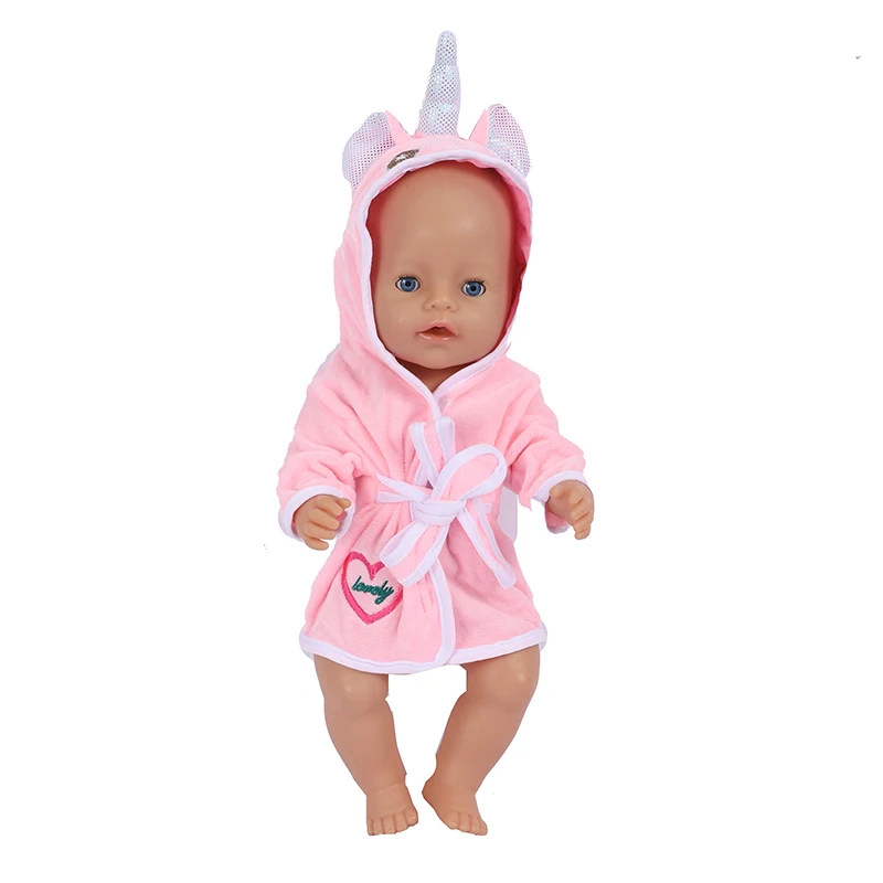 Doll Clothes 18 Inch Unicorn Bathrobe Suit 43 Cm Doll Clothes Born Baby Fit American Girl Accessories Dolls for Girls Gift