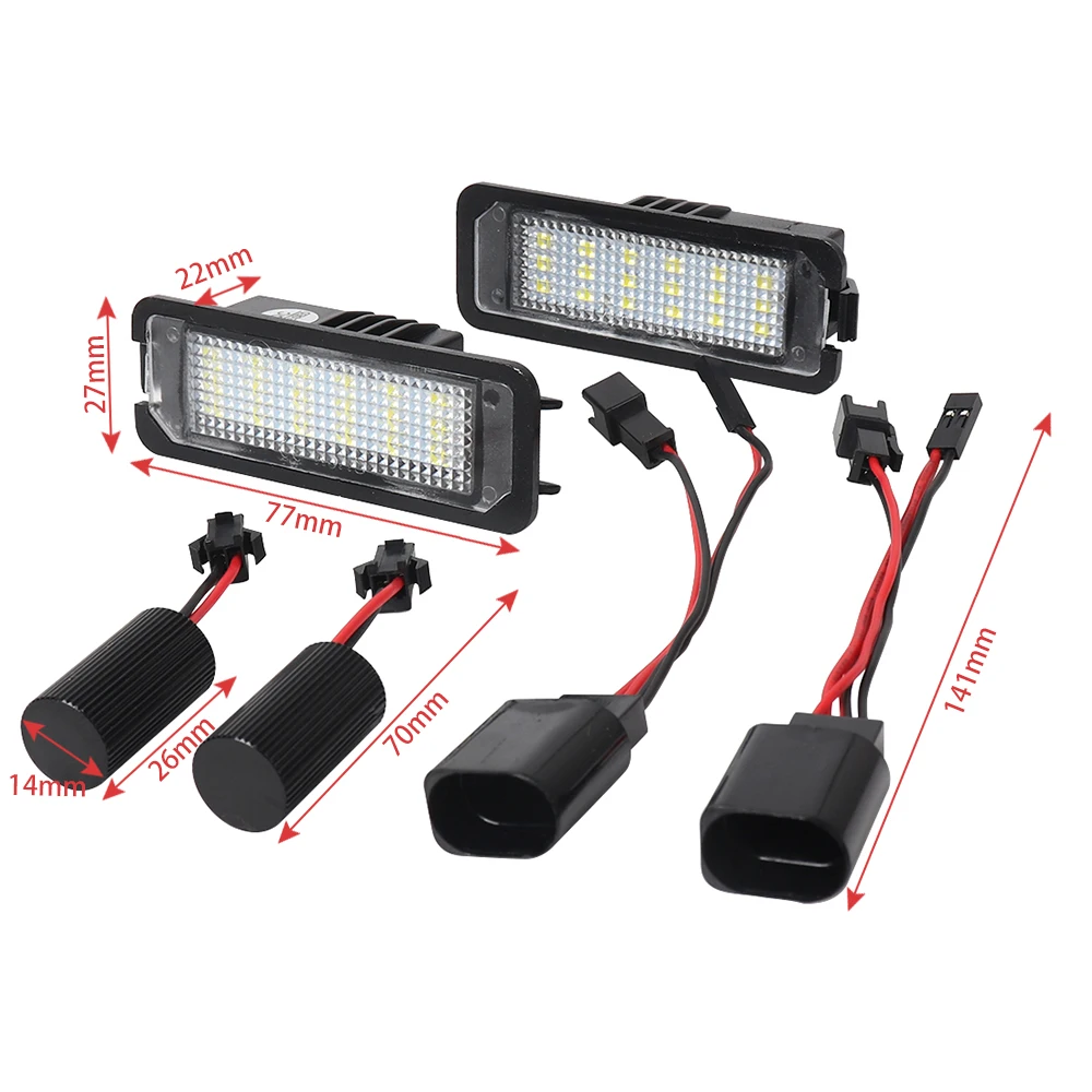 LED 자동차 번호판 전구 액세서리, VW 골프 4 5 6 7 MK4 MK5 MK6 MK7 Lupo 3L EOS 비틀 시로코 폴로 9N 6R 아마록용