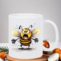 Bee Insulated Ceramic Coffee Mug - Reusable, Hand-Wash Only - Perfect for Coffee Lovers, Men & Women White Mug 5