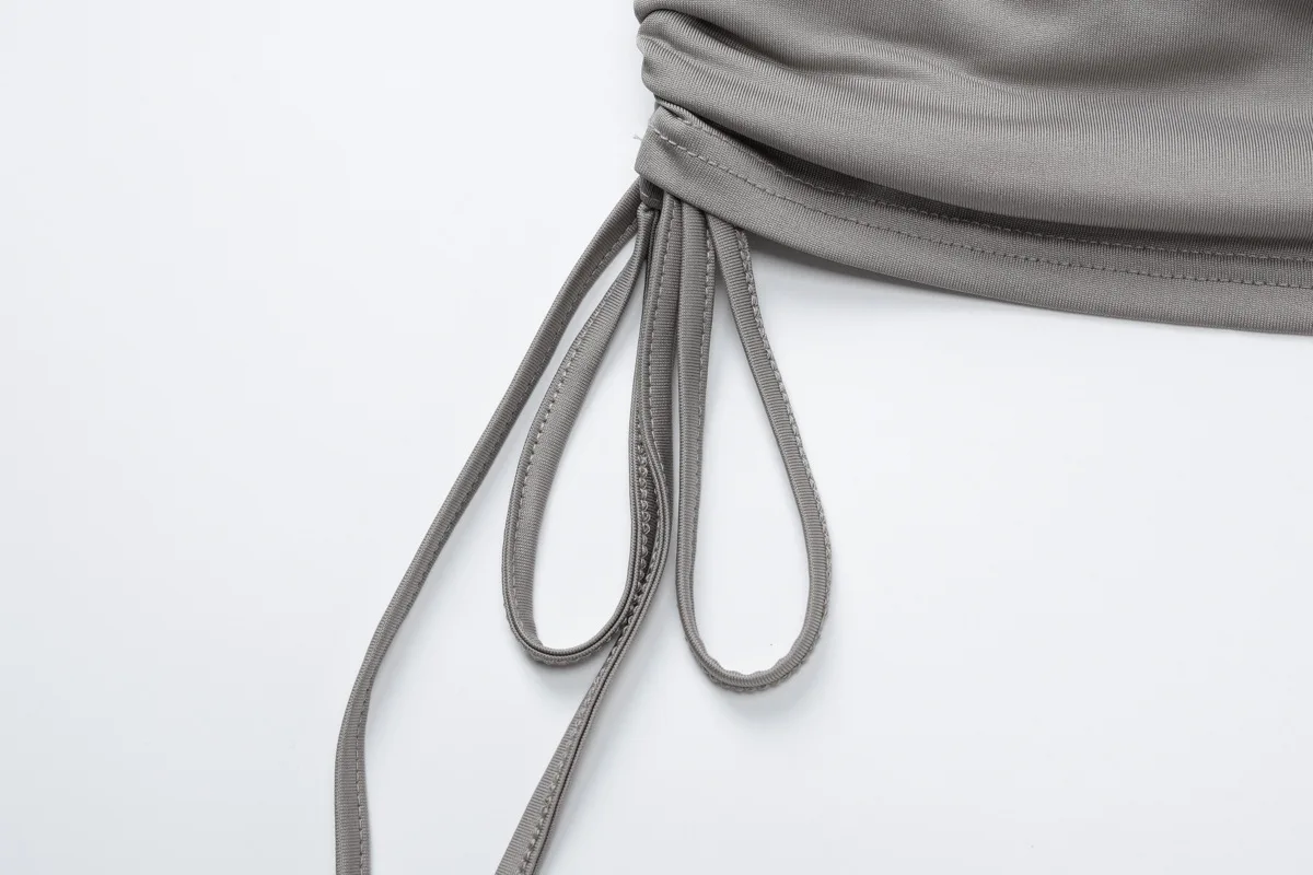 White Sexy Hoodie Mini Dress Women's Pleated Slim Long Sleeve Drawstring High Waist Party Dress Female Solid Autumn Dress