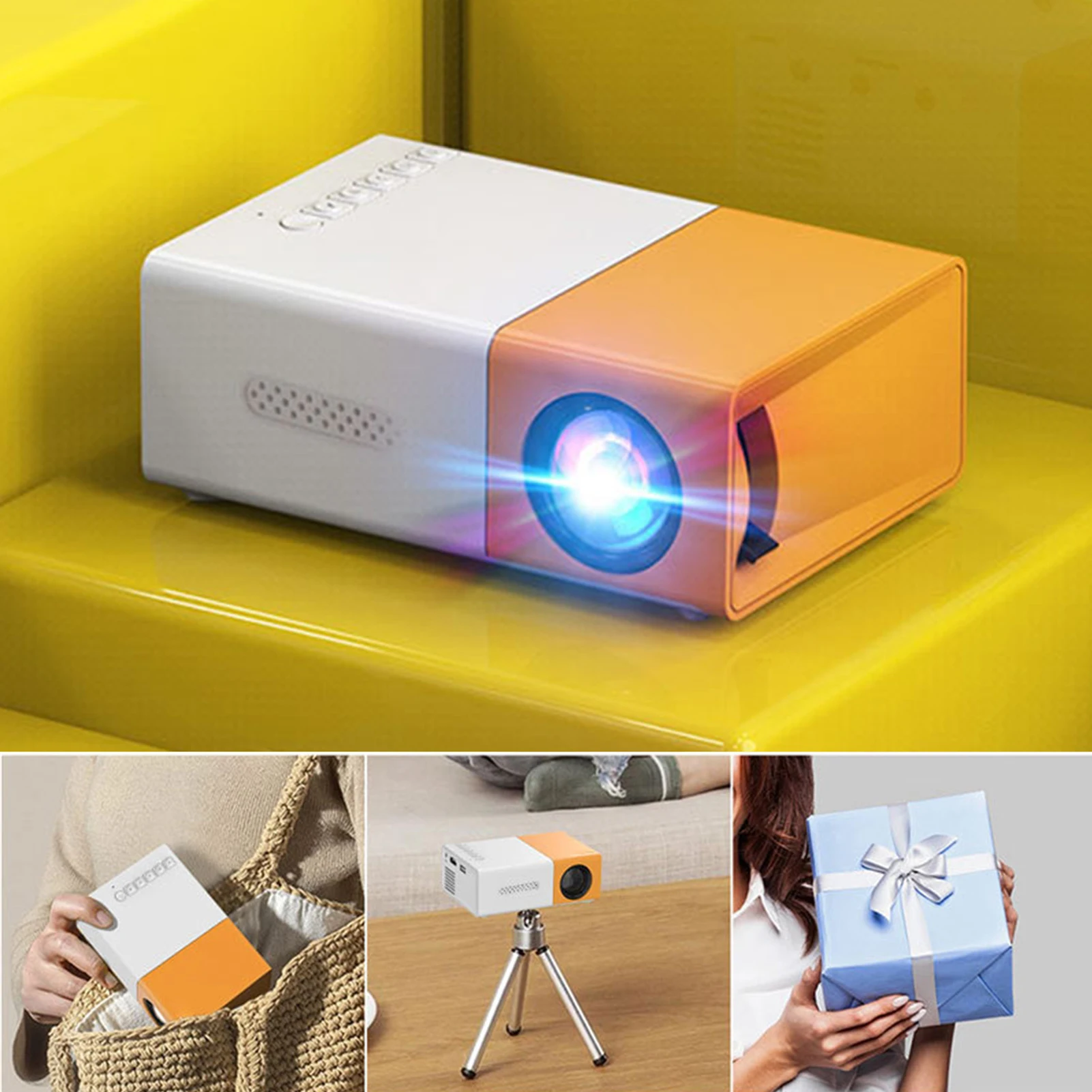 1080P Mini Projector Movie Projectorf Or IOS Android Windows Laptop TV-Stick Compatible With USB Audio TF Card