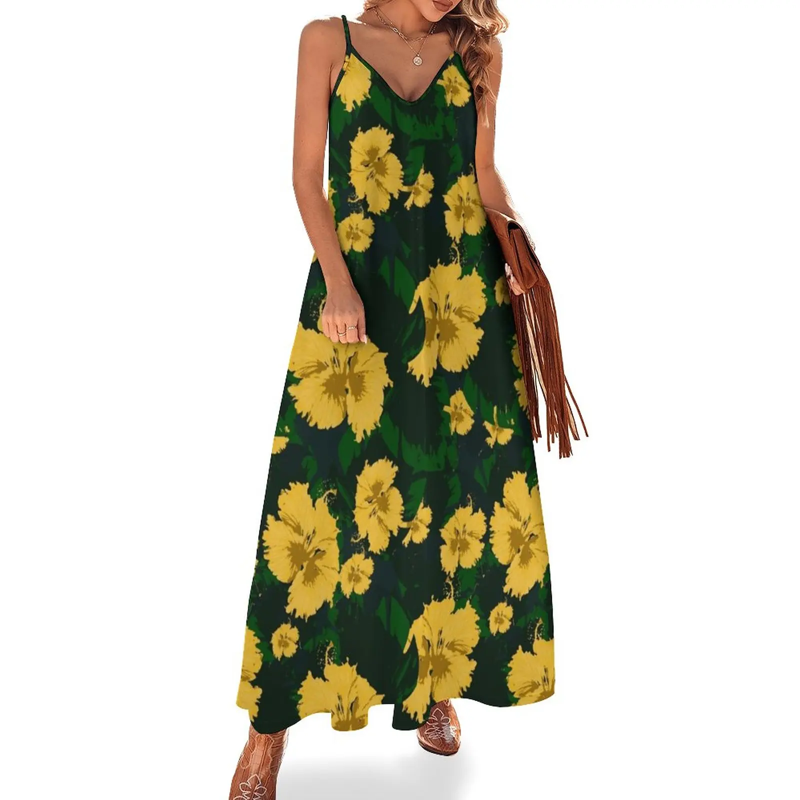 

New Yellow Big Flowers Pattern Inês Sleeveless Dress long dresses for women women clothing 2023 new arrivals