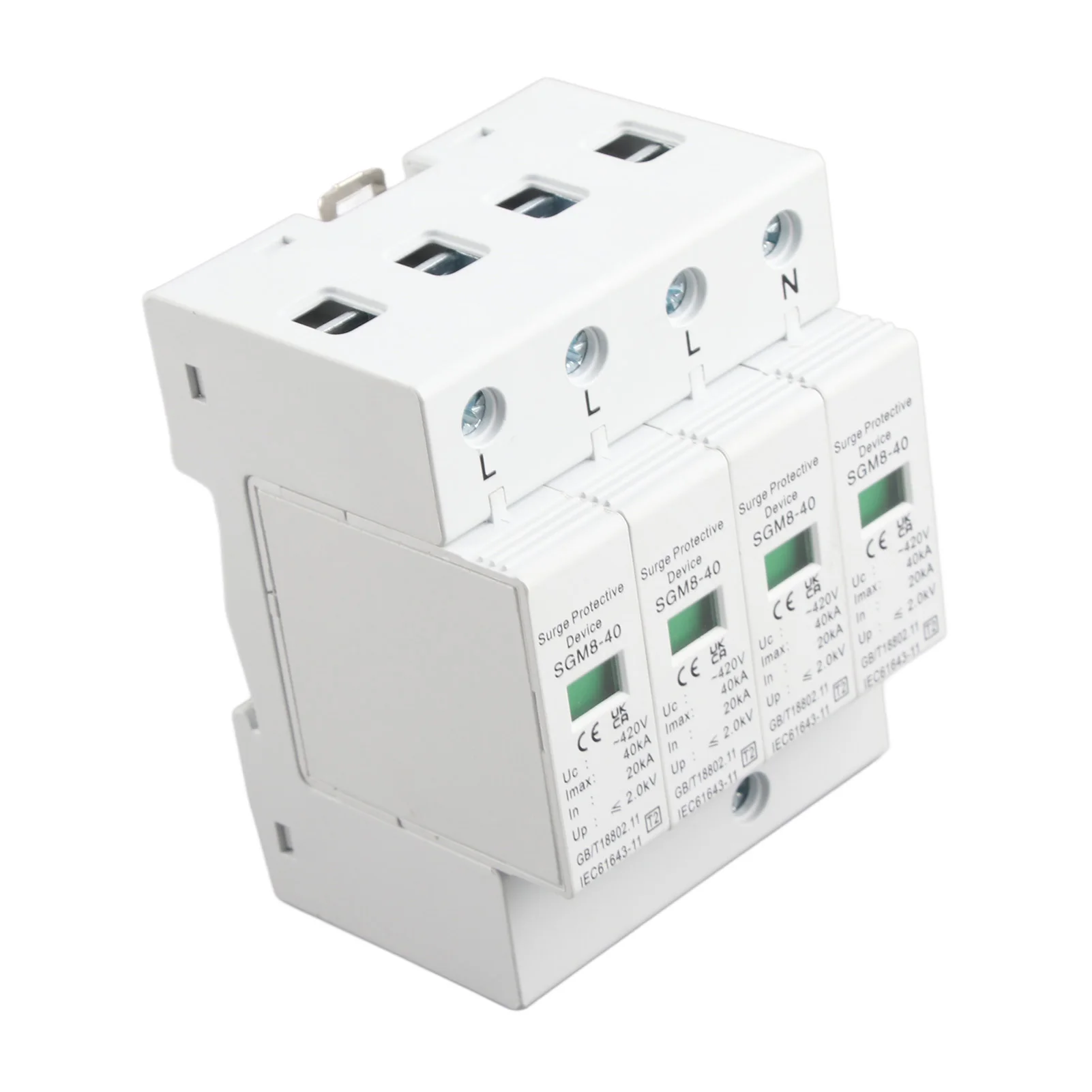 4P 40KA House Din Rail Lowvoltage Protector Arrester Device for Thunder Protection