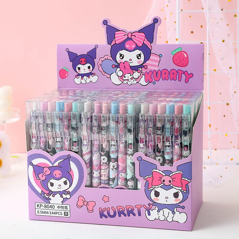 

12Pcs Sanrio Kuromi Neutral Pen Kawaii Anime Cartoon Cute Student Homework Stationery Black Color Pen Exam Toys Gifts Gifts