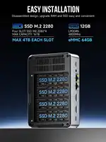 GMKtec G9 NAS Mini PC Intel N150 4-Bay M.2 NVMe Slots Firewall Computer 12G LPDDR5 64GB eMMC Ubuntu 2x2.5G Homelab Server WiFi6 2