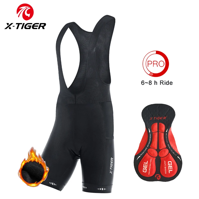 X-TIGER Winter Warm Cycling Shorts Ride 6 Hours 5D Gel Padded Bike Tights Men's Mountain Road Cycling Shorts