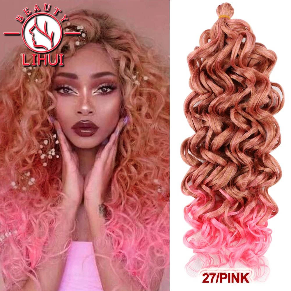 

Ocean Wave Braiding Hair Extensions Crochet Braids Synthetic Hair Hawaii Afro Curl Ombre Curly Blonde Water Wave Braid For Women
