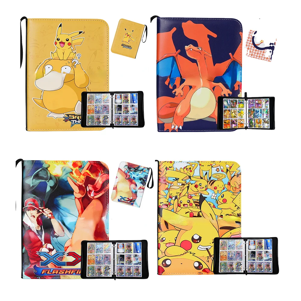 

Альбом для карт, 900 шт., Карманный держатель для 9 карт в формате Pokemon Map, папка для коллекций Psyduck чармандер Пикачу, подарок