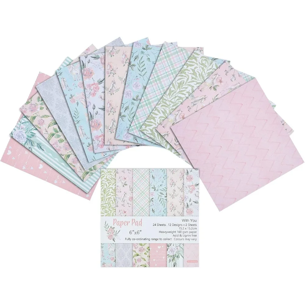Scrapbook Paper Scrapbooking Material 24 Sheets Pattern Paper Pack