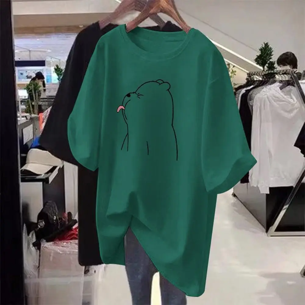 

Plus Size 5XL 150kg Summer Women Short Sleeve T Shirt O Neck Casual Streetwear Tops Short Sleeve Ladies Cartoon Tees