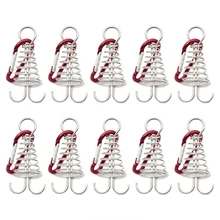 

10Pcs Spiral Shaped Spring Octopus Deck Peg with Carabiner Hook Durable Rope Buckle Tent Hook Board Peg Camping Hiking Wholesale