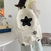 Y2K Girls Star Pattern Laptop Backpack Teen Student Large Capacity School Bookbag Corduroy Rucksack Double Strap Shoulder Bag 2