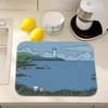 Cat And Rabbit Cartoon Painting Kitchen Draining Mat Tableware Pad Coffee Dish Drying Mat Placemat Bathroom Kitchen Drain Pad 4
