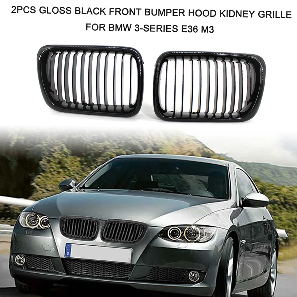 2PCS Front Bumper Kidney Grille Racing Grill car exterior accessories car grill mesh Fit For BMW 3-Series E46 4 Door 1998-2005 BMW 3-Series E36 M3 1997-1999 Car Styling