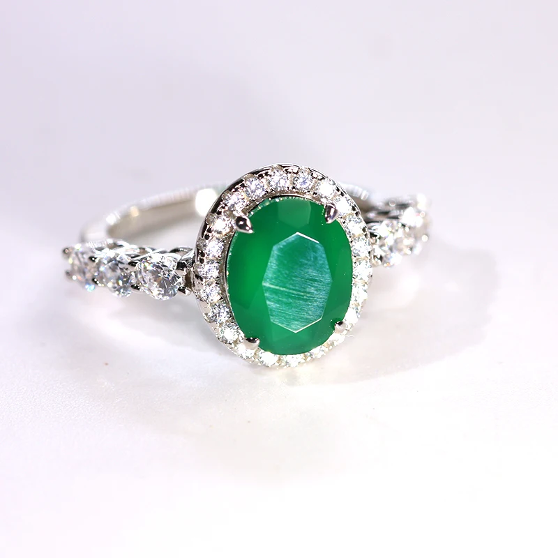 

2023 Hot Sell Natural Wholesale Green Agate Ring For Jewlery