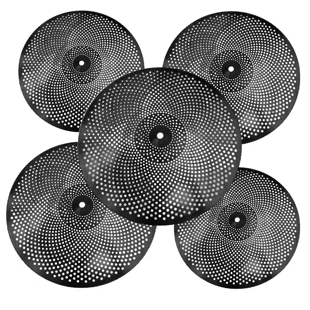 Black Color Low Volume Mute Cymbal Set 14" Hi-hat + 16"crash+18"crash +20"Ride+Bag