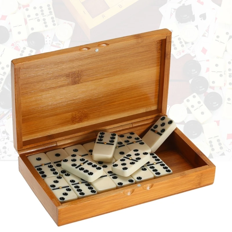 

28 Pcs Dominoes Set Dominoes Board Games with Wood Case for Adults Family Kids