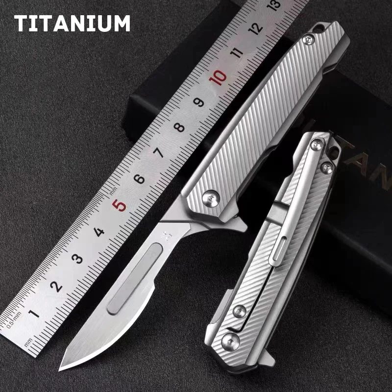 5Styles Titanium Quick Open Folding Knife EDC Pocket Scalpel Knife