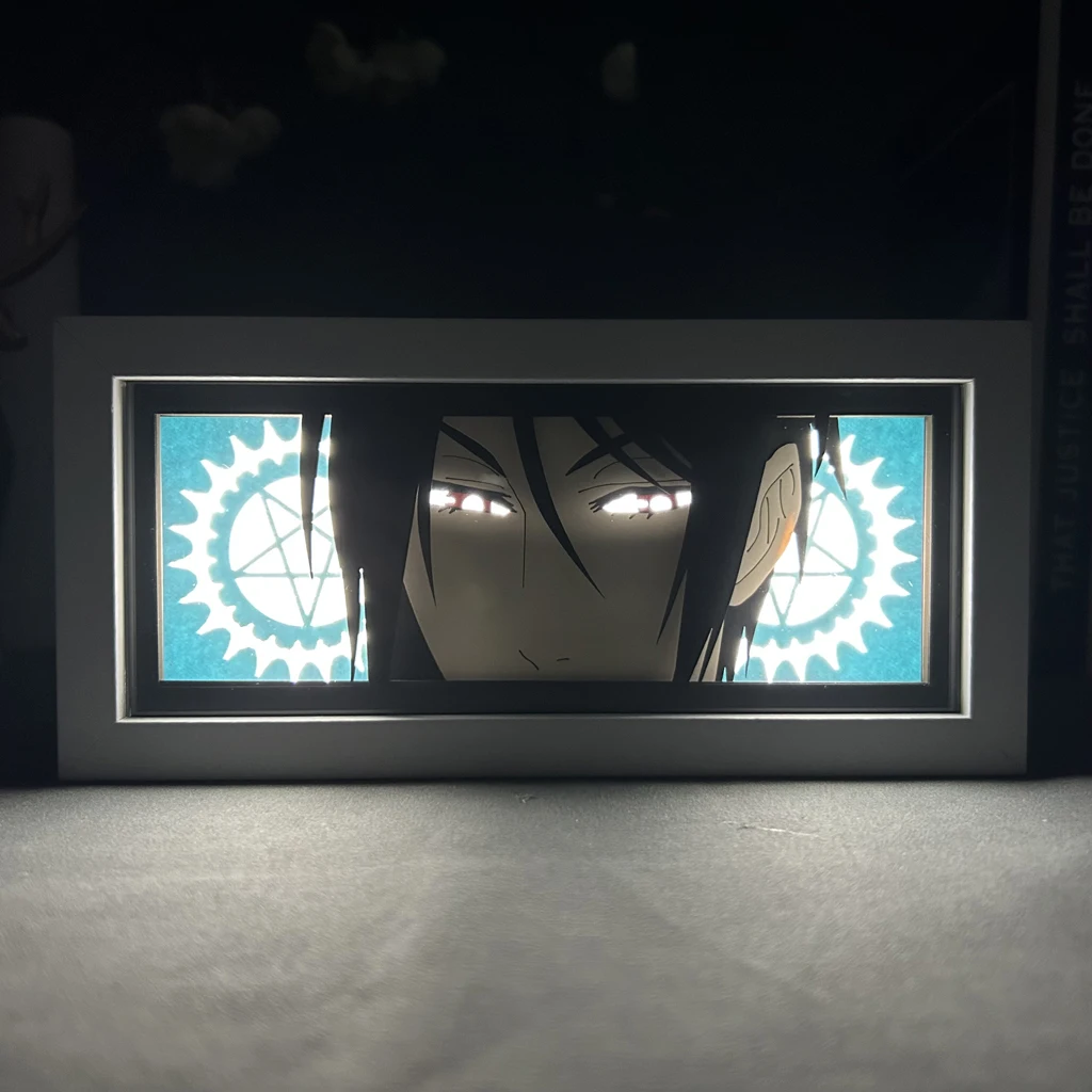 

Anime Light Box Black Butler Eye Face Lamp for Bedroom Decoration Lightbox 3d Paper Cut Diy Table Desk Lamp Manga Black Butler