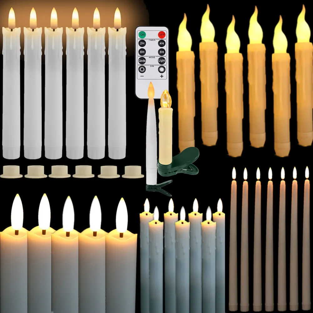 Flameless Taper Flickering Candles with Remote Ivory CandleSticks LED Tealight Wishing Candles for Wedding Xmas Decor 6/12Pcs flameless candles