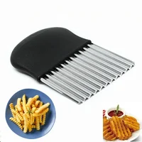 Stainless steel wave knife for household kitchen vegetable cutting, multifunctional deep grain thickened potato chip knife 3