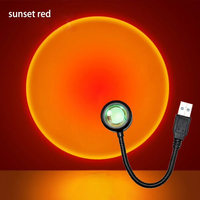 USB Sunset Lamp 7 Colors Night Light Projector Atmosphere Home Decoration Photography Lighting Coffee Shop Wall For Tik Tok Live cat night light