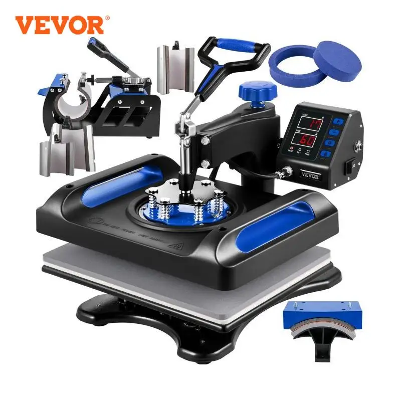 VEVOR 30*38CM 8 in 1 Combo Upgrade Heat Press Machine 360&deg; Rotation Sublimation Printer Cap Shirt Mug Plate 2D Heat Transfer heat press machine