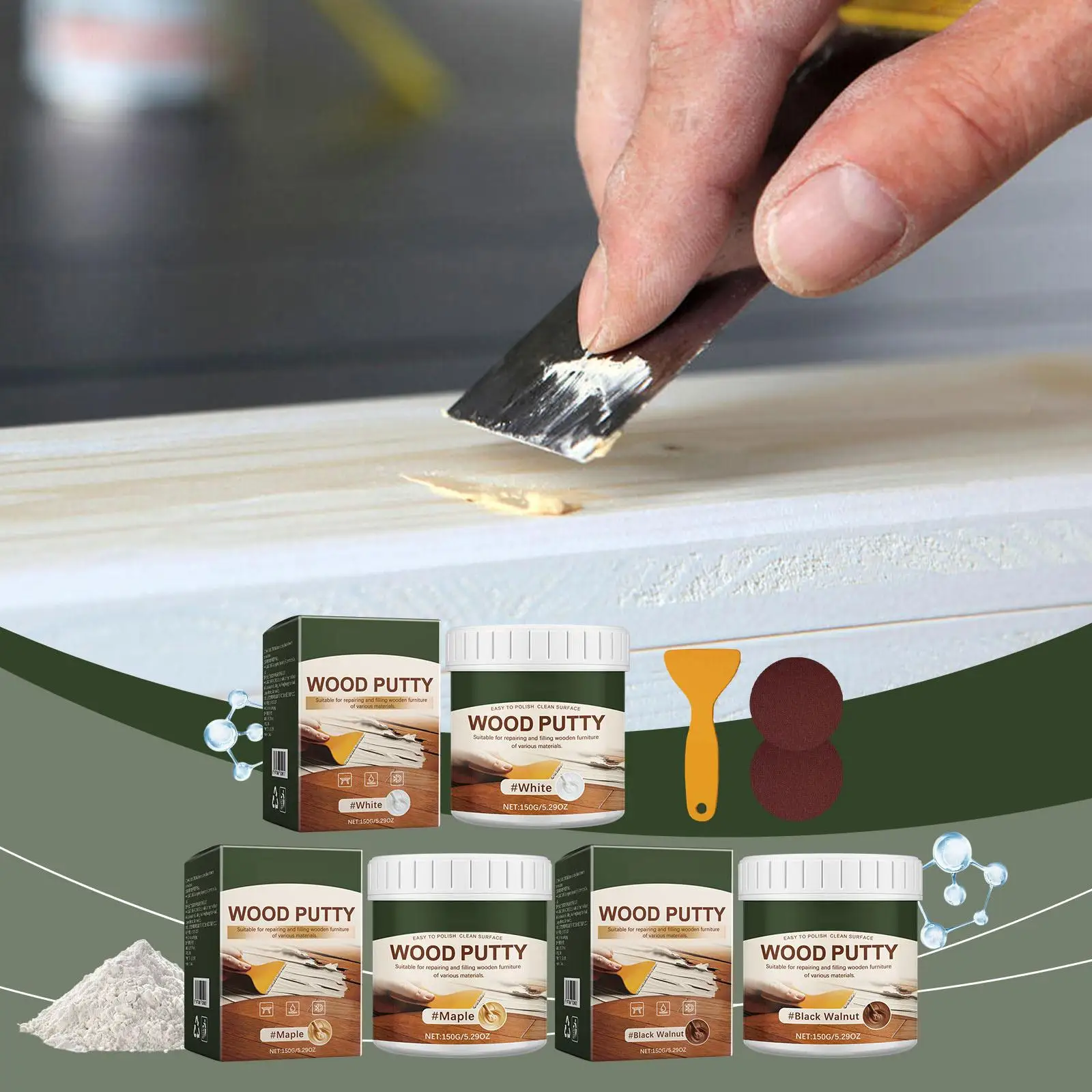 150g Wood Putty Filler Paintable Wood Filler Floor Scratch Repair Filling Wooden Furniture Repair Exterior