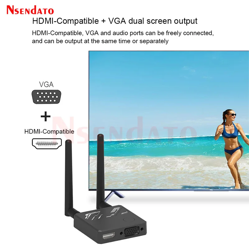 Wireless Display Dongle Adapter Dual Band 2.4G/5G Wifi Wireless Display HDMI-Compatible VGA H.265 TV Stick Dongle For IOS Window