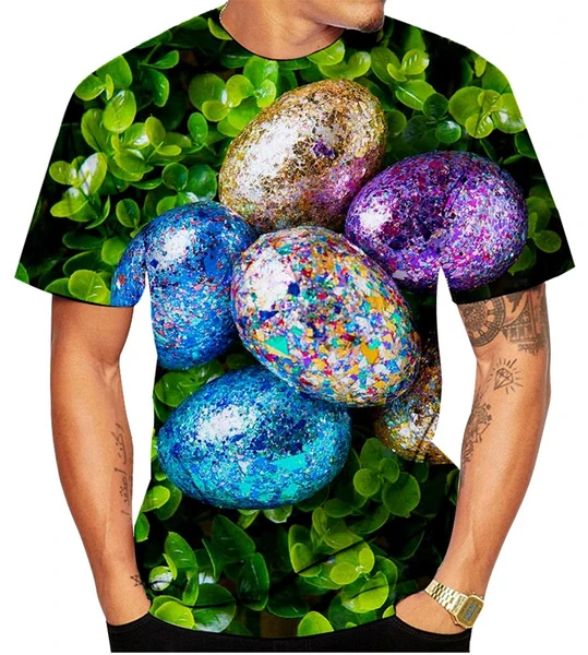 

Newest Egg Painting Short Sleeve Men Women 3D Printing Harajuku Style T-Shirt