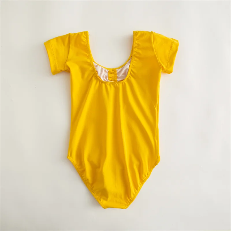 Hochwertige, günstige Tanz-Übungskleidung aus Baumwoll-Spandex, Weiß, Schwarz, Rosa, für Kinder, Mädchen, Kinder, kurze Ärmel, Ballett-Trikots – Detail 16