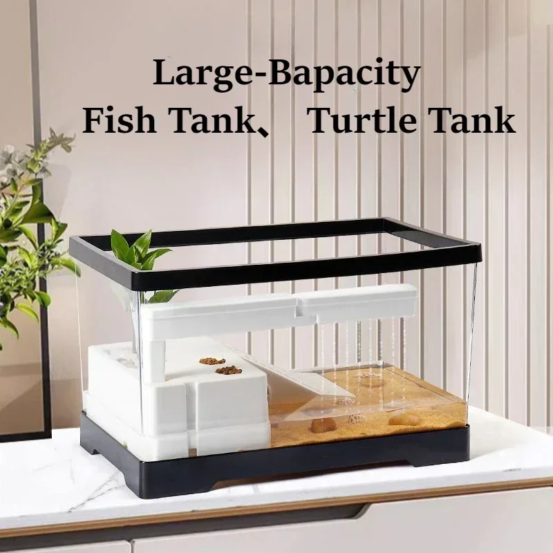Transparent Aquariums and Fish Tanks Plastic PET Anti Drop Detachable Turtle Tank Aquarium Turtle Goldfish Tanks Breeding Box