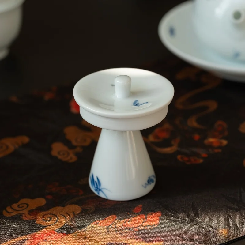손으로 그린 세라믹 난초 뚜껑 트레이 차 세트 다도 용품 중국 스타일 자색 점토 찻주전자 뚜껑 홀더 주방 식당용품