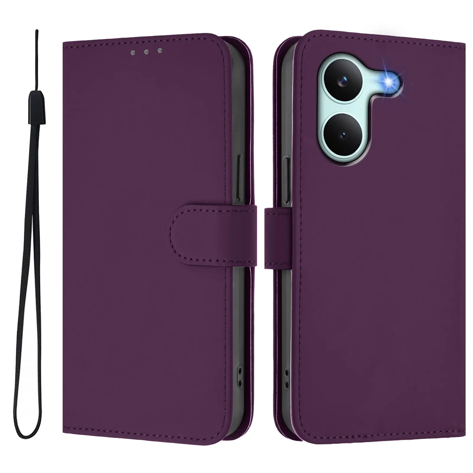 Solid Color Luxury Leather Flip Wallet Phone Case