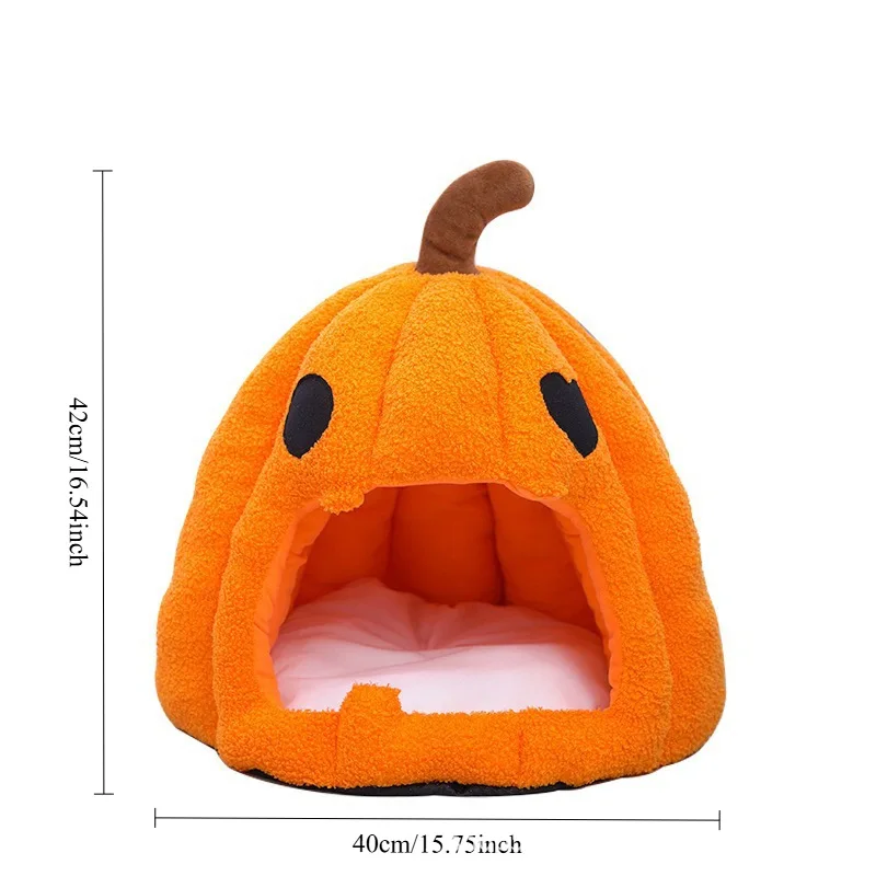 3374-326fe9.jpg 1PC Halloween Pet Nest Warm and Comfortable in Winter Semi Enclosed Pet Bed Christmas/Thanksgiving Halloween Plush Dog/cat House