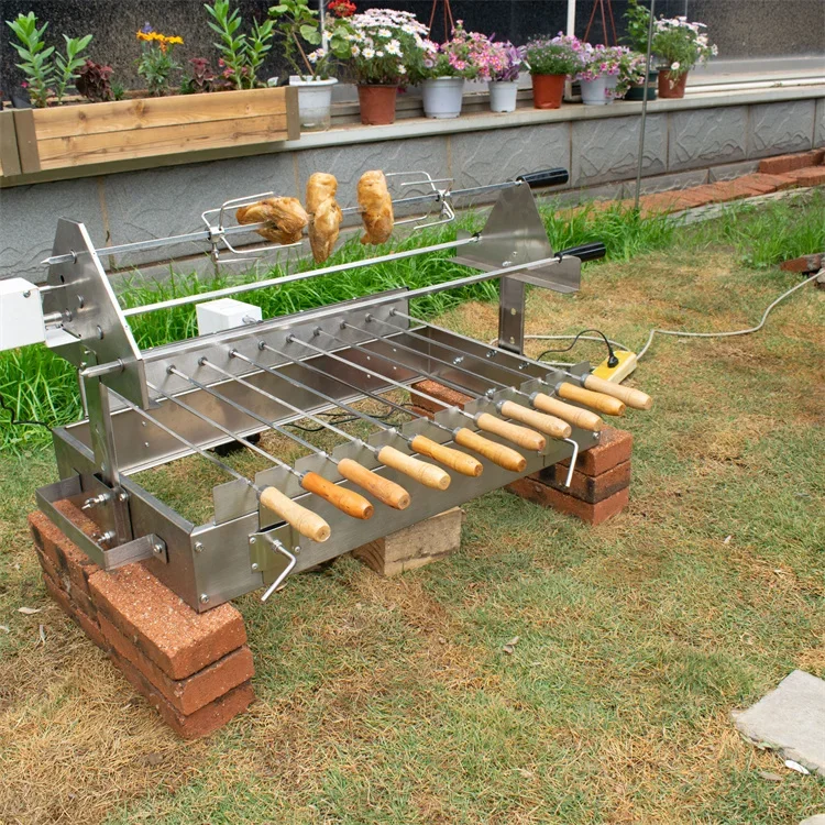 Cyprus BBQ Stainless Steel Grill Grilling Chicken Small Portable Skewers Rotisserie For Travel