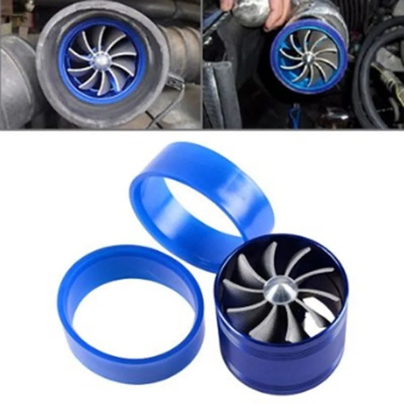 Car Turbine Supercharger Turbo Charger Single Double Air Filter Intake Fan Fuel Gas Saver Kit Auto Replacement Part