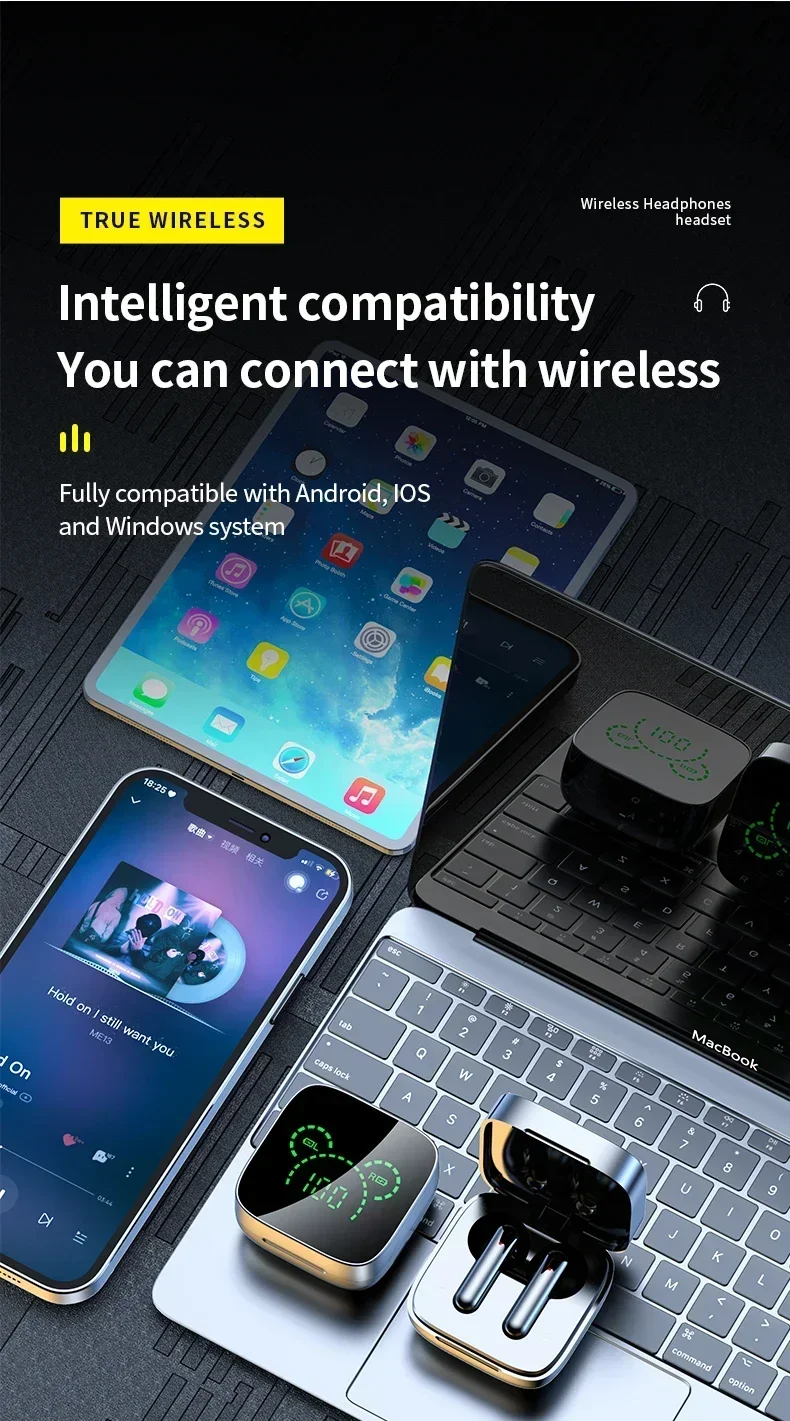 Wireless Bluetooth Earphones 5.3 Stereo Headset With Microphone_voghion.com