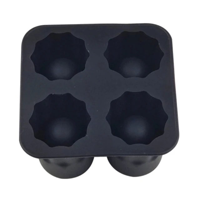 Zulay Kitchen Silicone Square Ice Cube Mold and Ice Ball Mold (Set of 2) Black