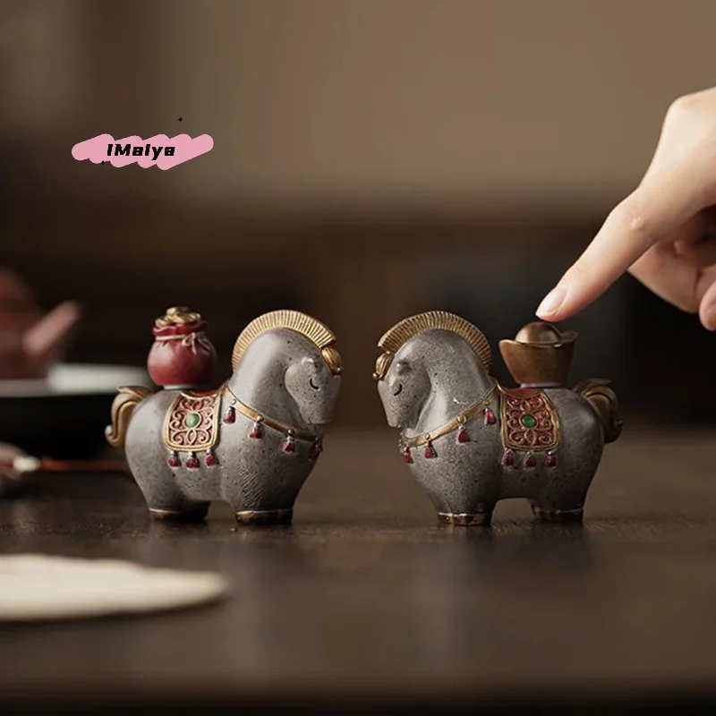 색상 변화 리치 티 펫 장식품 행운의 탕마 즉시 변신하는 커피 테이블 장식 액세서리 부티크 스타일 티 펫