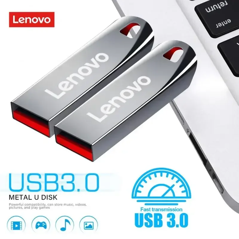 Lenovo Flash Drives 3.0 2TB Metal High Speed Pendrive 1TB 512GB Portable Drive Waterproof Memoria Usb Flash Disk TYPE-C Adapter