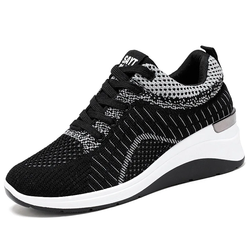 2022 new mesh breathable shoes for woman fashion sneakers thick-soled lightweight lace-up casaul platform sneakers Female