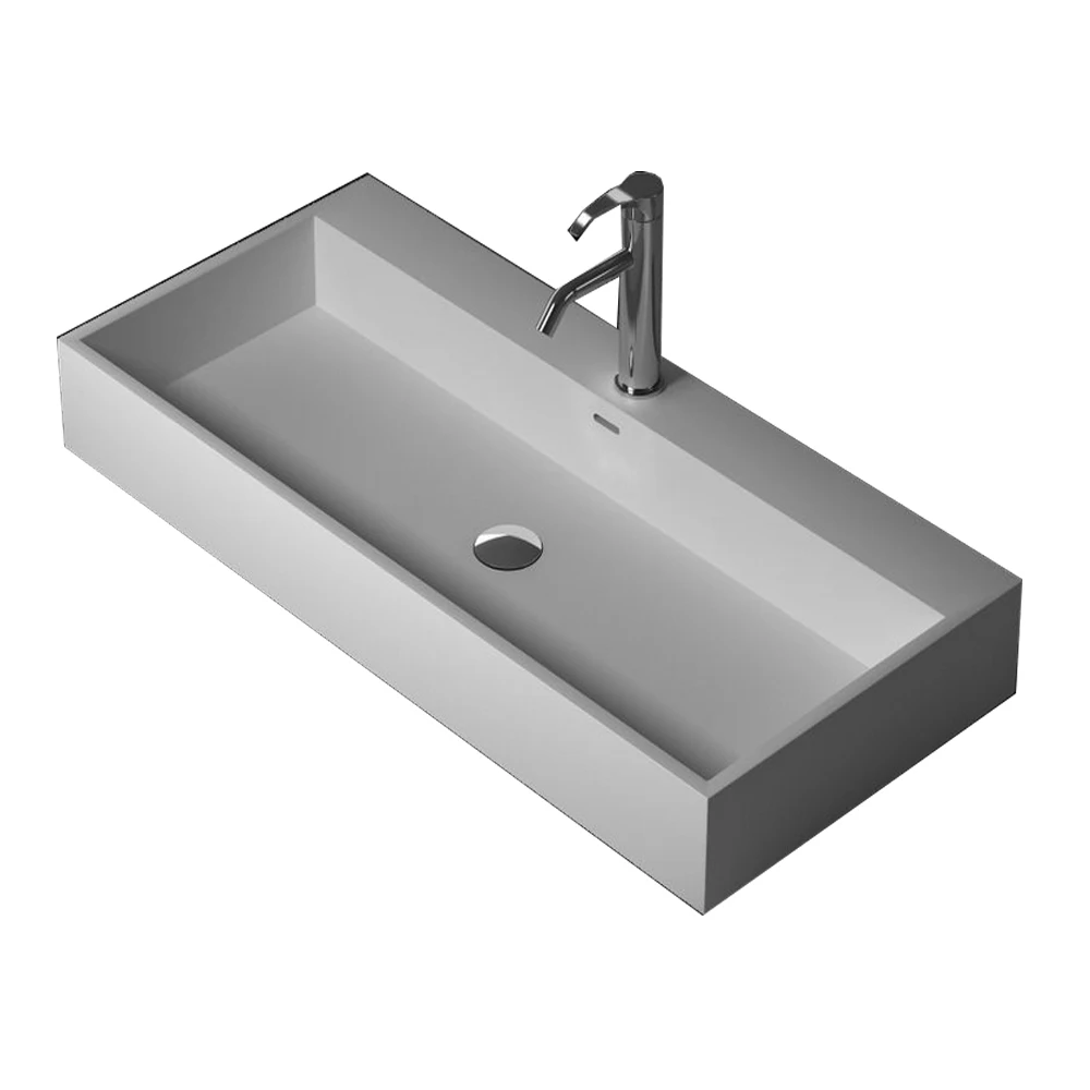 

Bathroom Matt Solid Surface Stone Sink Rectangular Above Counter Artificial Stone Laundry Wash Basin RS35345-869