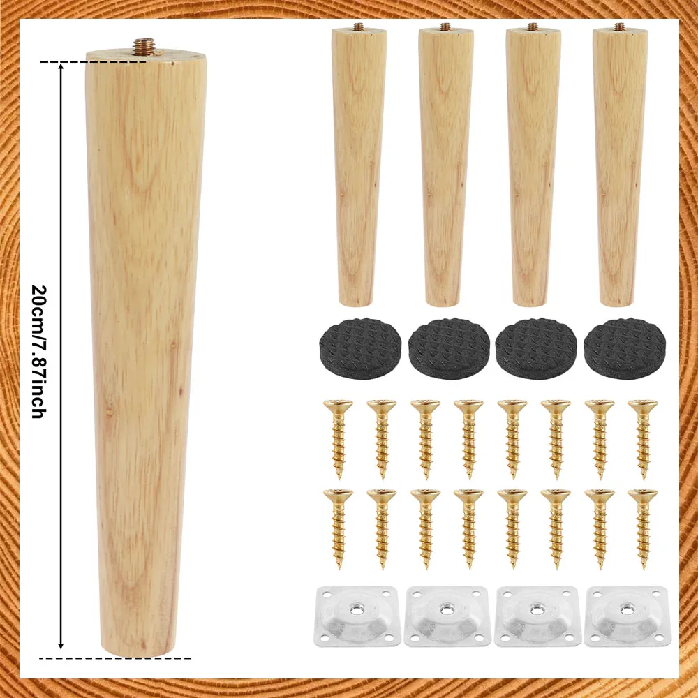 Gambe Per Mobili In Legno Di Quercia - 4 Pezzi, 15cm, Per Divani, Letti E Tavoli - Foto 4