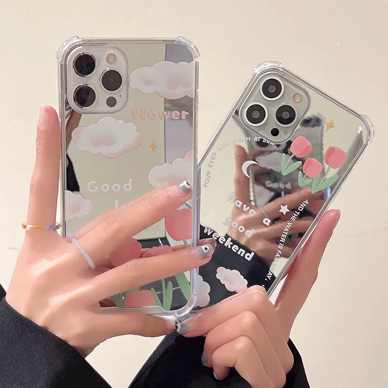 Роскошный прозрачный чехол для телефона из ТПУ с зеркалом макияжа iphone 13 12 11Pro Max XS